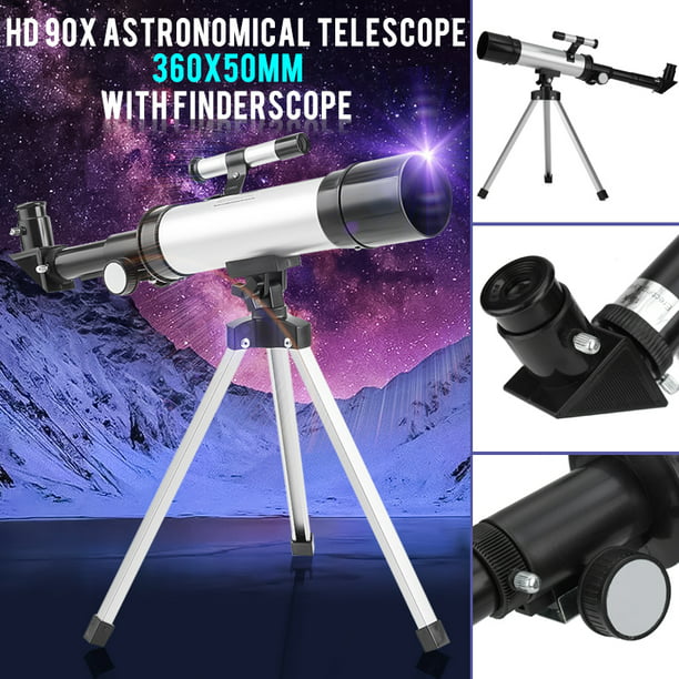 Ideal Telescope for Beginners Portable Refractor Telescope Fully-Coated Glass Optics Telescope for Kids Beginners,360/50mm Travel Scope 